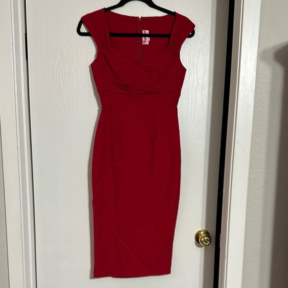 Pinup Girl Clothing PUG S Elegant Red Sleeveless Dress